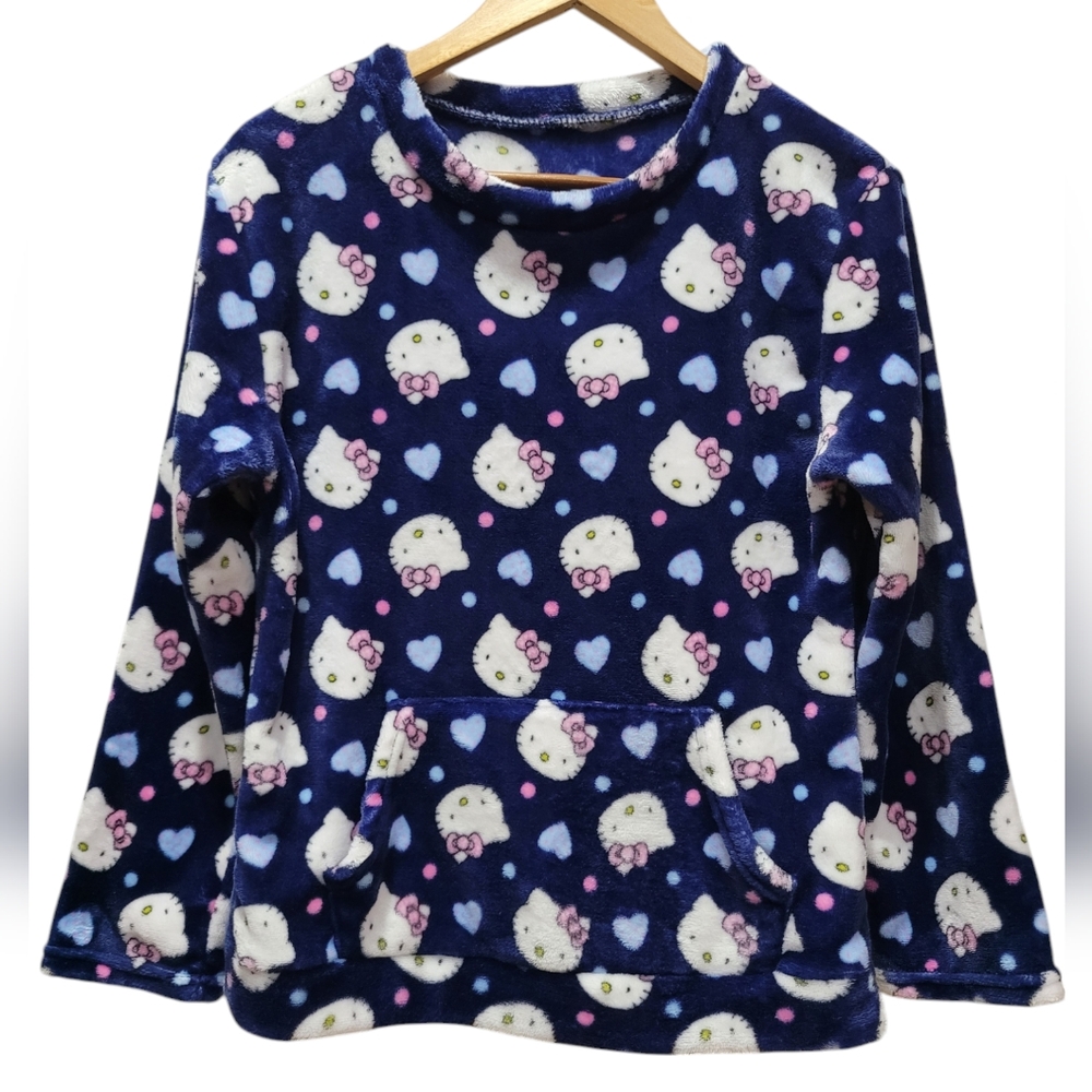 Small Medium HELLO KITTY Fleece Pajama Top with Kangaroo Pocket